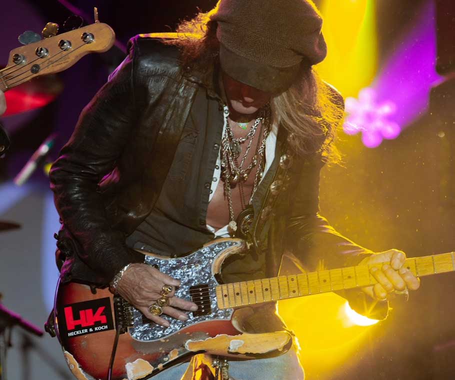 Joe Perry is playing a guitar with a VegaTrem VT1 Ultratrem bridge