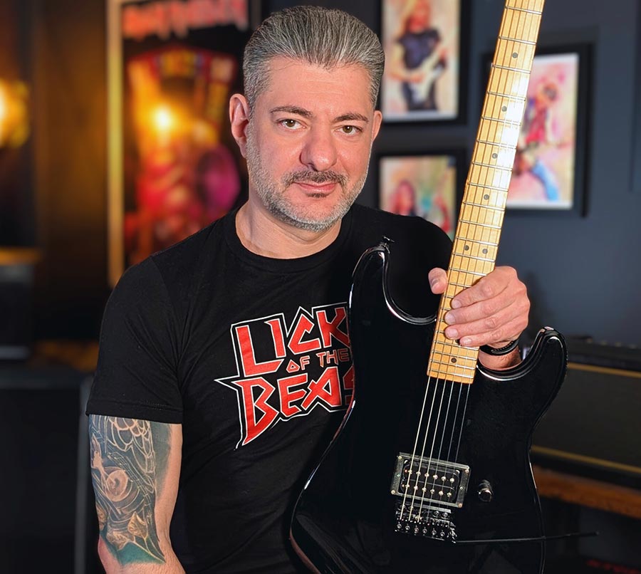 Ulrich Ellison guitarist is playing a guitar with VT1 UltraTrem tremolo